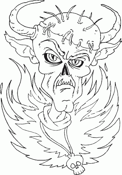fiery horned devil Coloring Pages