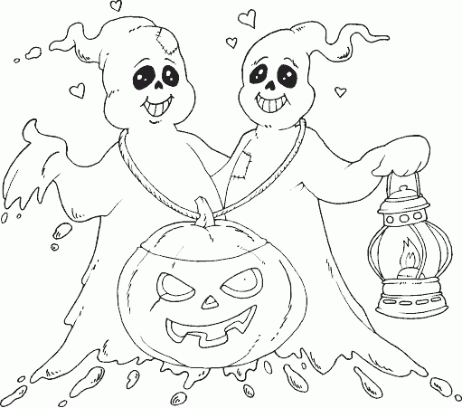two loving ghosts Coloring Pages