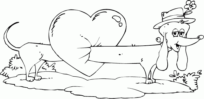 dachshund thru heart Coloring Pages