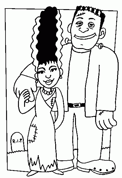bride and Frankenstein Coloring Pages