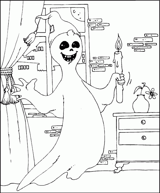 ghost with candle Coloring Pages