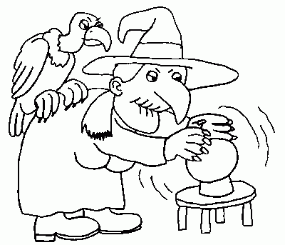 witch and buzzard Coloring Pages