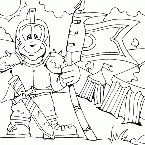 knight holding flag Coloring Pages