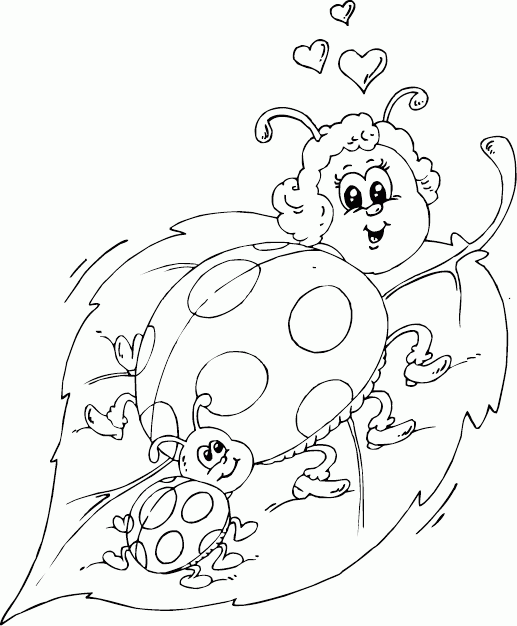ladybug mother and child Coloring Pages