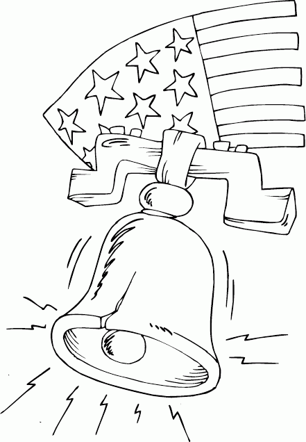 liberty bell and flag Coloring Pages
