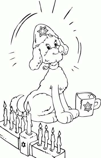 dog with menorah Coloring Pages