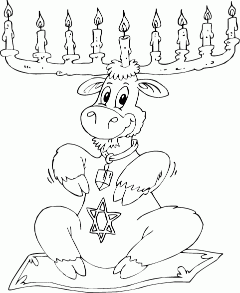 moose with menorah Coloring Pages