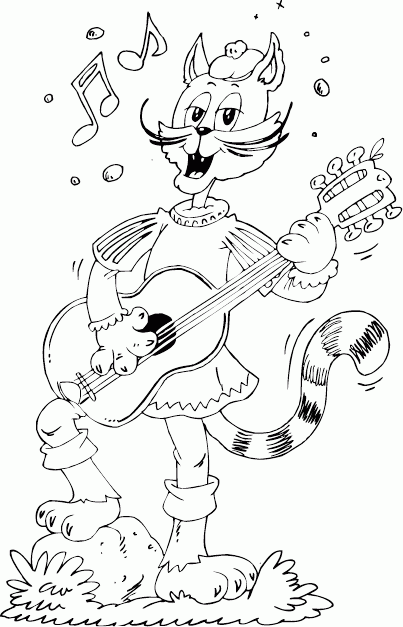 minstrel cat Coloring Pages