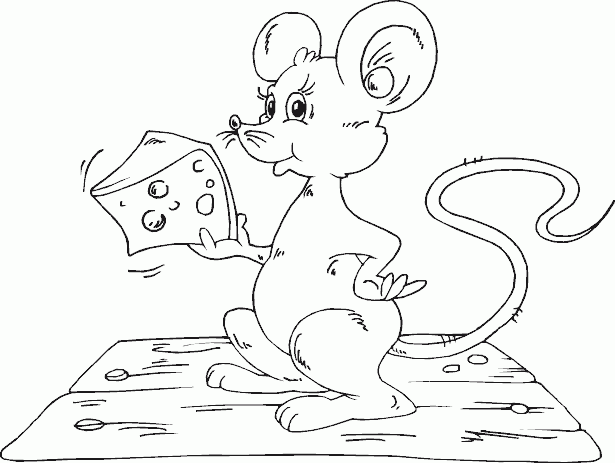 mouse with cheese Coloring Pages