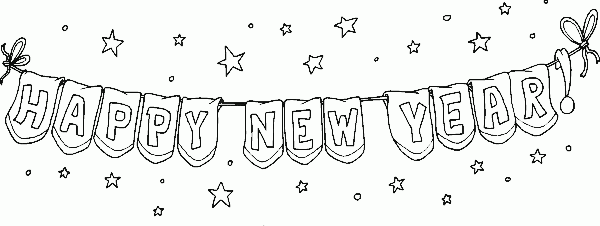 new years banner Coloring Pages