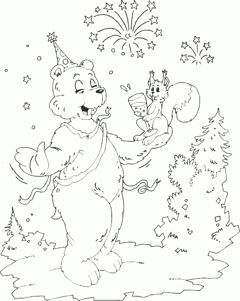 bear and squirrel Coloring Pages
