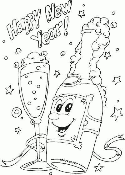 bottle of champagne Coloring Pages