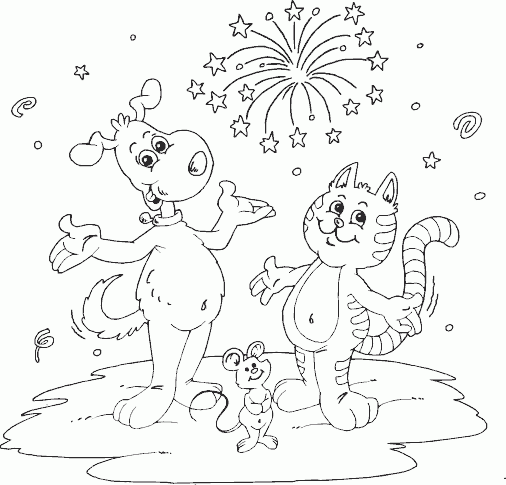 dog and cat and mouse Coloring Pages