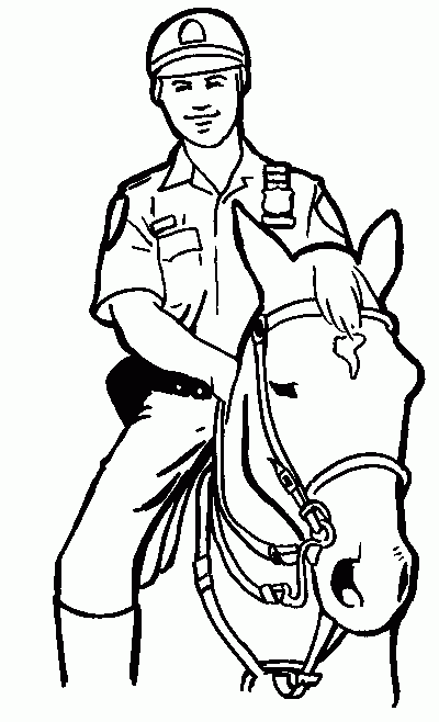 New York Policeman on horseback Coloring Pages