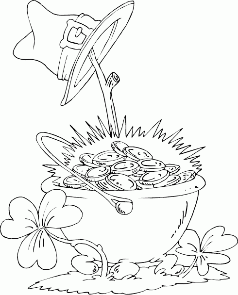 hat on pot of gold Coloring Pages