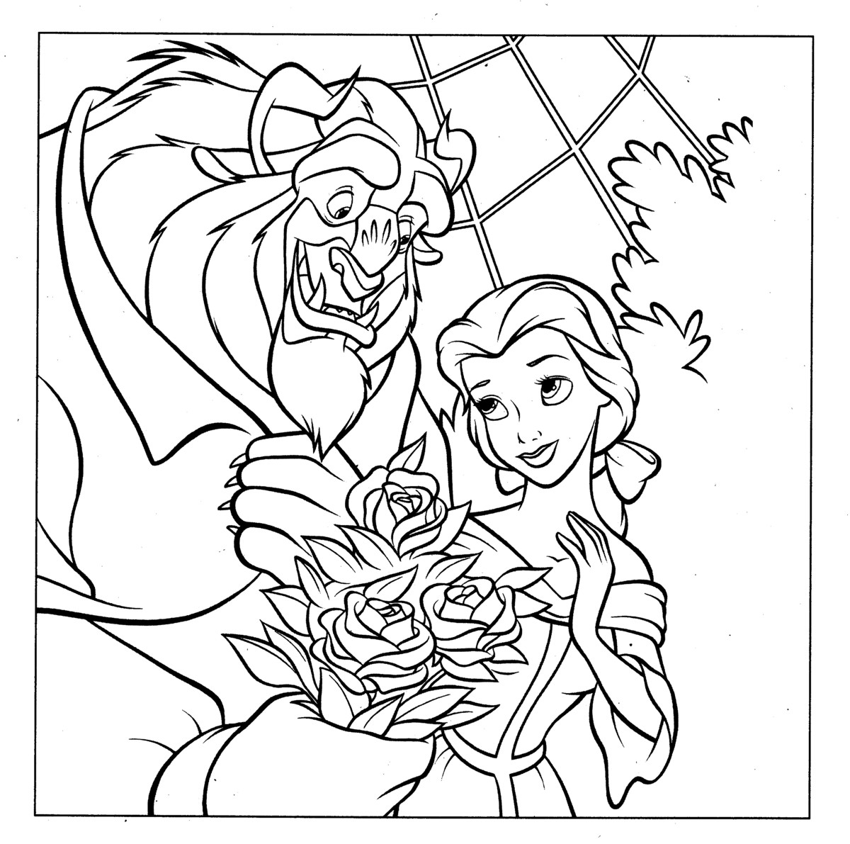  Princess Belle and the beast Coloring pages