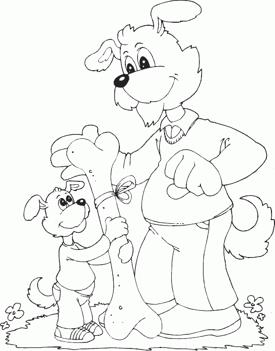 puppy gifting dog father a bone Coloring Pages