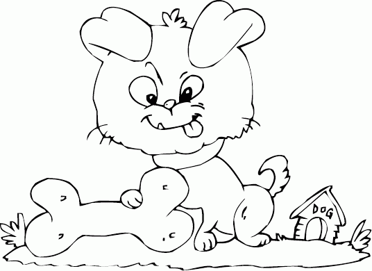 puppy with bone Coloring Pages