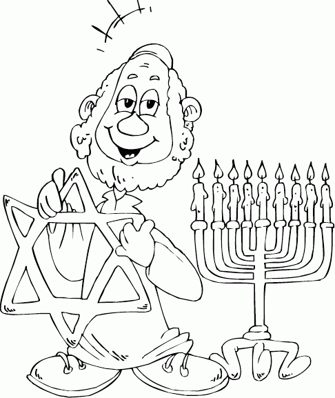 rabbi with menorah Coloring Pages