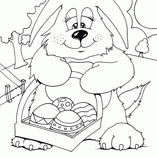 rabbit holding basket Coloring Pages