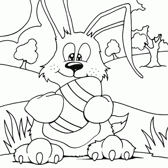 rabbit holding striped egg Coloring Pages