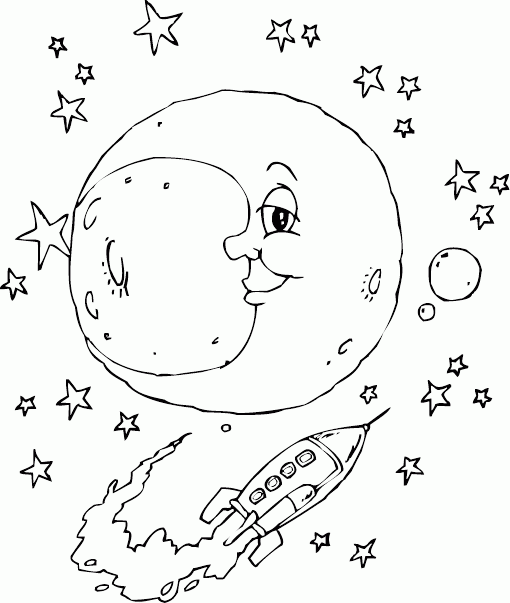 rocket flyby moon Coloring Pages