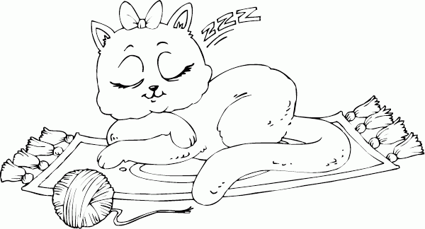 sleeping kitty cat Coloring Pages