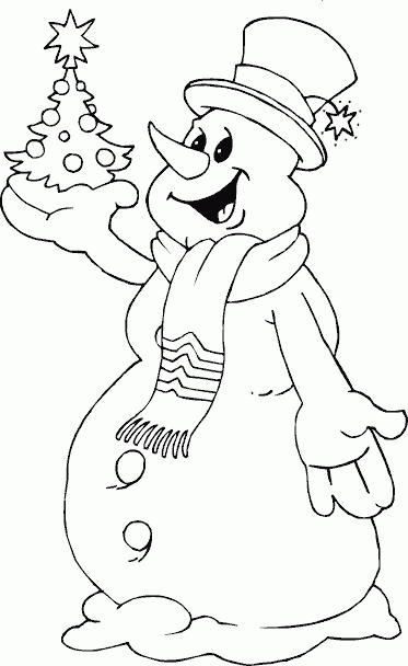 snowman holding tree Coloring Pages