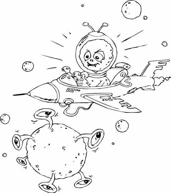 space alien flying ship Coloring Pages