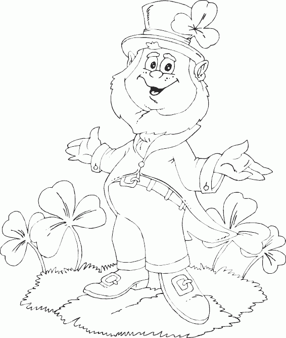 leprechaun in shamrocks Coloring Pages