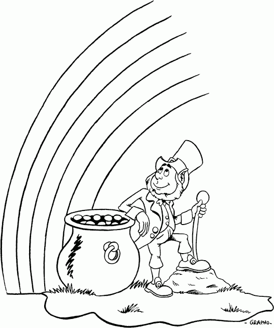 leprechaun watching rainbow Coloring Pages