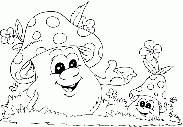 spring mushrooms Coloring Pages