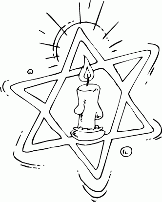Star of David and candle Coloring Pages
