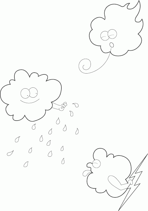 clouds having fun Coloring Pages