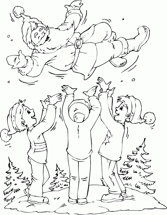 throwing Santa in the air Coloring Pages