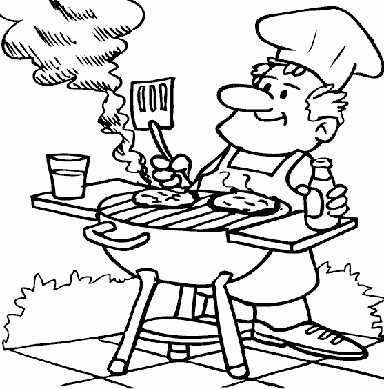 dad barbecuing Coloring Pages
