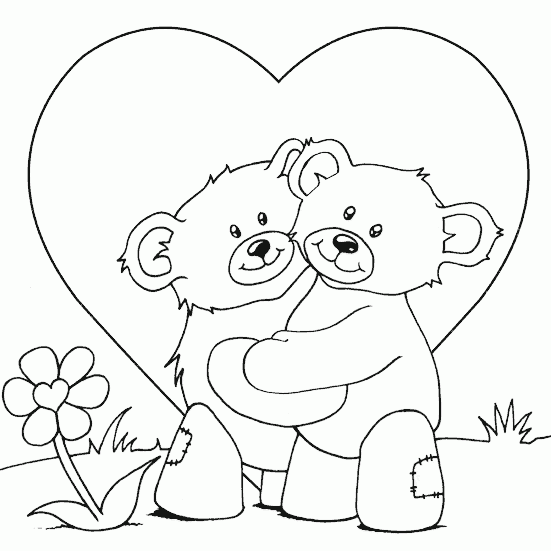 teddy bears cuddling Coloring Pages