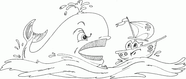whale threatening boat Coloring Pages