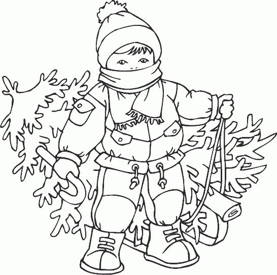 boy with tree Coloring Pages