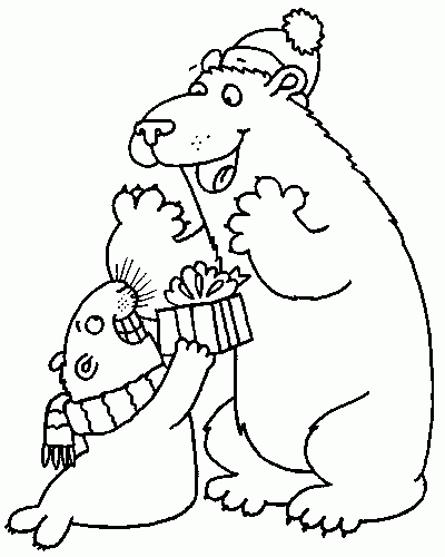 polar gift Coloring Pages