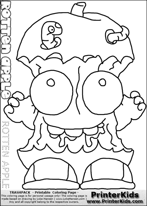  Apple coloring page coloring page with the series 1 trashpack character