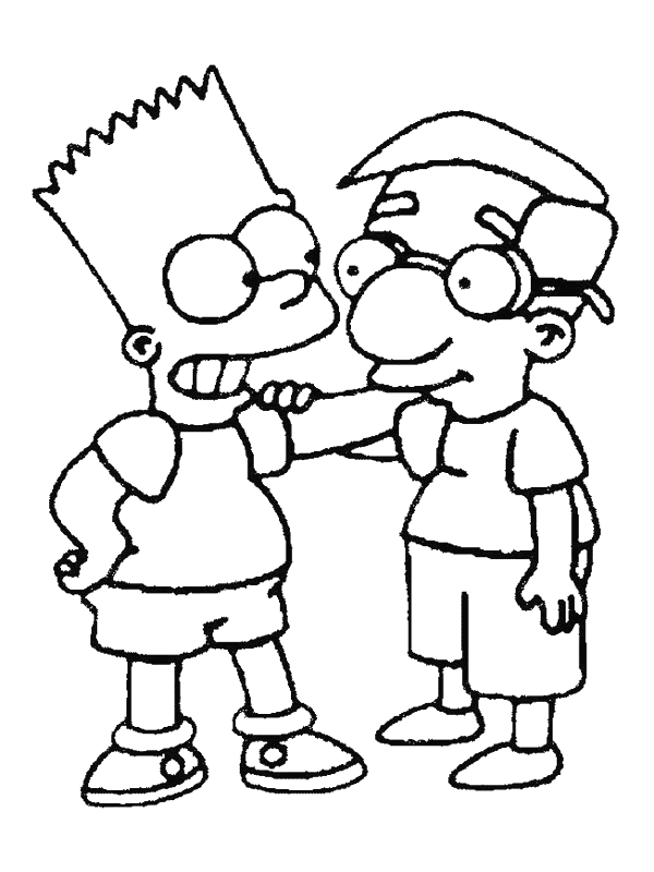 Bart and Milas simpsons free coloring pages