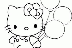Best Hello Kitty and Balloons Coloring Pages