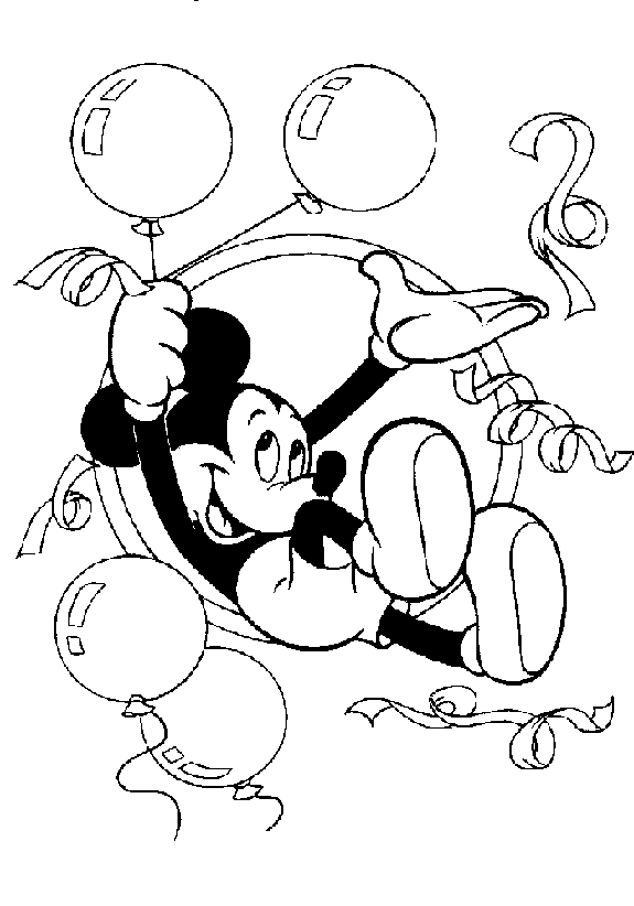  Birthday Balloons Mickey Mouse Coloring Pages
