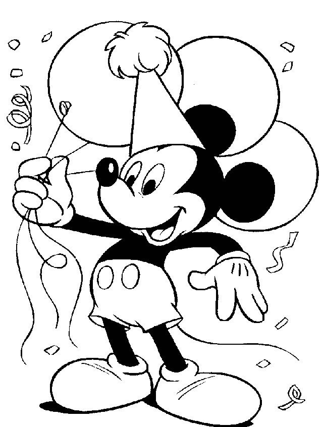  Birthday Mickey Mouse Coloring Pages