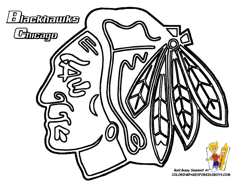 Blackhawks Chicago Hockey Free Coloring pages Pictures | NHL Hockey West| Ice Hockey | Free | Sports