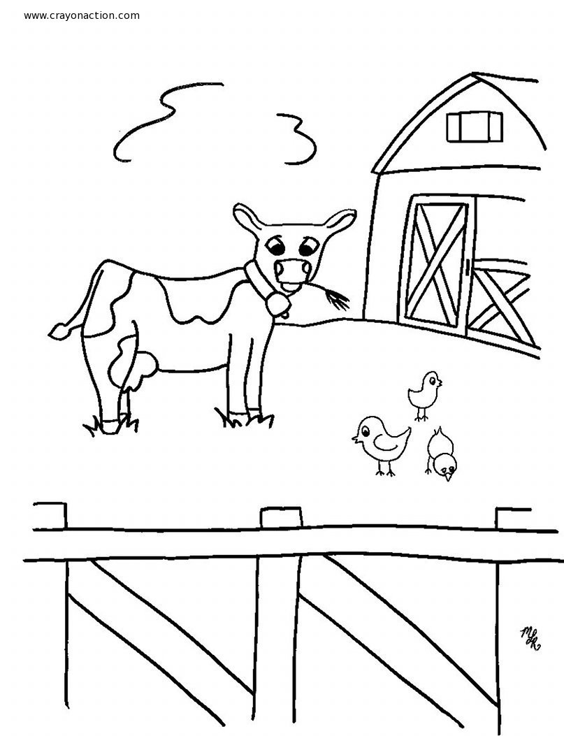  Cow Farm Animals Free  Coloring Pages | Crayon Action Coloring Pages