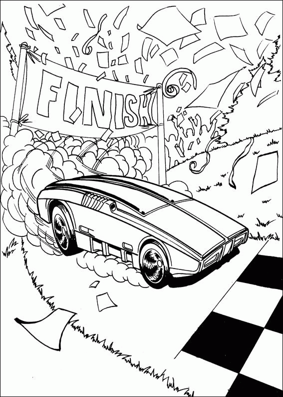Finish racing Coloring pages Â» Hot wheels Coloring pages