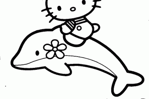 Hello Kitty and Dolphin Coloring Pages