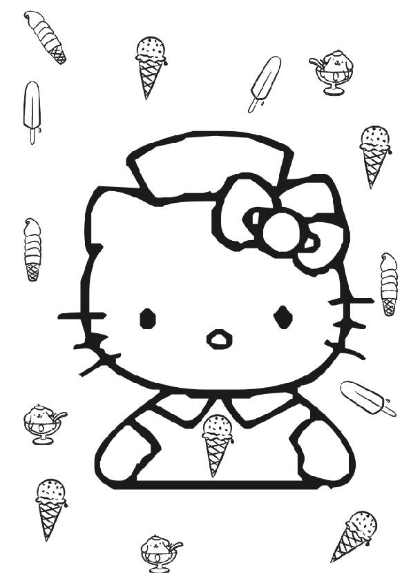  Hello Kitty Ice Cream Coloring Pages